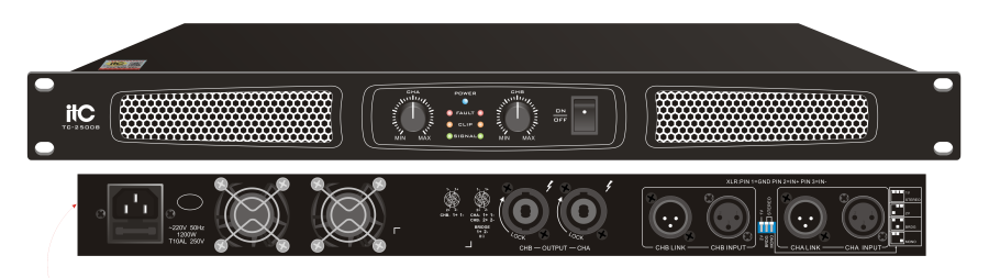 ITC TC-2500B 2-канальный усилитель, 2х500W / 8 Ом