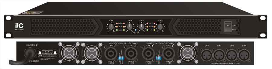 ITC TC-4700 4-х канальный усилитель 4х500W / 8 Ом, 4х1200W / 4 Ом