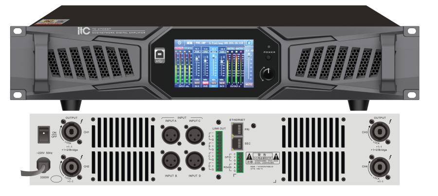 ITC TC-4700DT Dante усилитель, 4-канальный 8 Ом×4:700 Вт