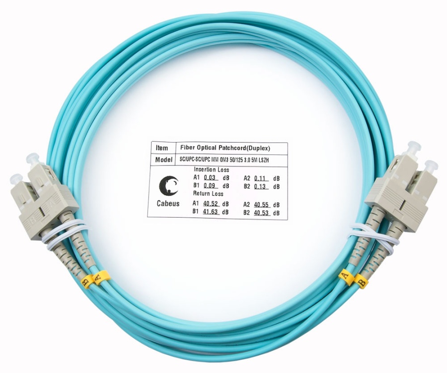 Cabeus FOP-50-SC-SC-5m Шнур оптический duplex SC-SC 50/125 mm OM3 5м LSZH