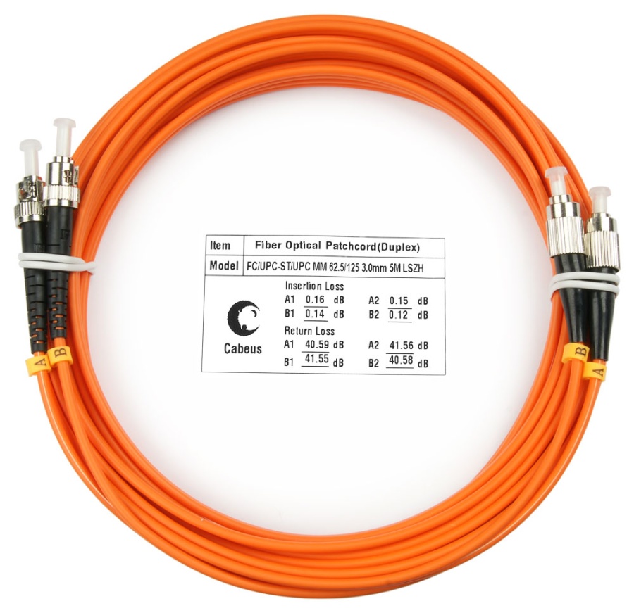 Cabeus FOP-62-FC-ST-10m Шнур оптический duplex FC-ST 62,5/125 mm 10м LSZH