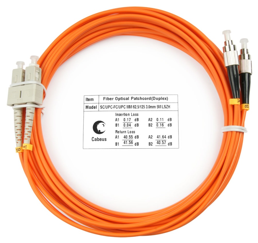 Cabeus FOP-62-SC-FC-10m Шнур оптический duplex SC-FC 62,5/125 mm 10м LSZH