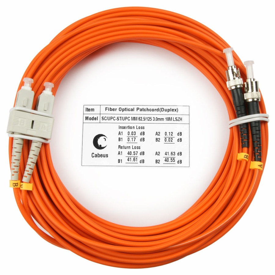 Cabeus FOP-62-SC-ST-20m Шнур оптический duplex SC-ST 62,5/125 mm 20м LSZH