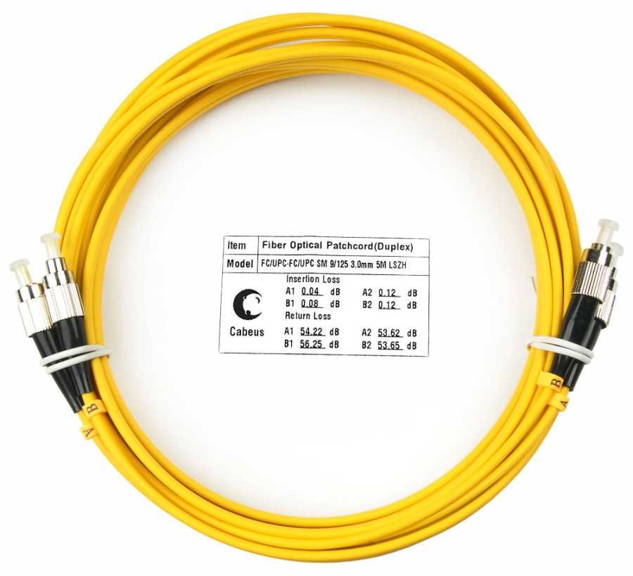 Cabeus FOP(d)-9-FC-FC-5m Шнур оптический duplex FC-FC 9/125 sm 5м LSZH