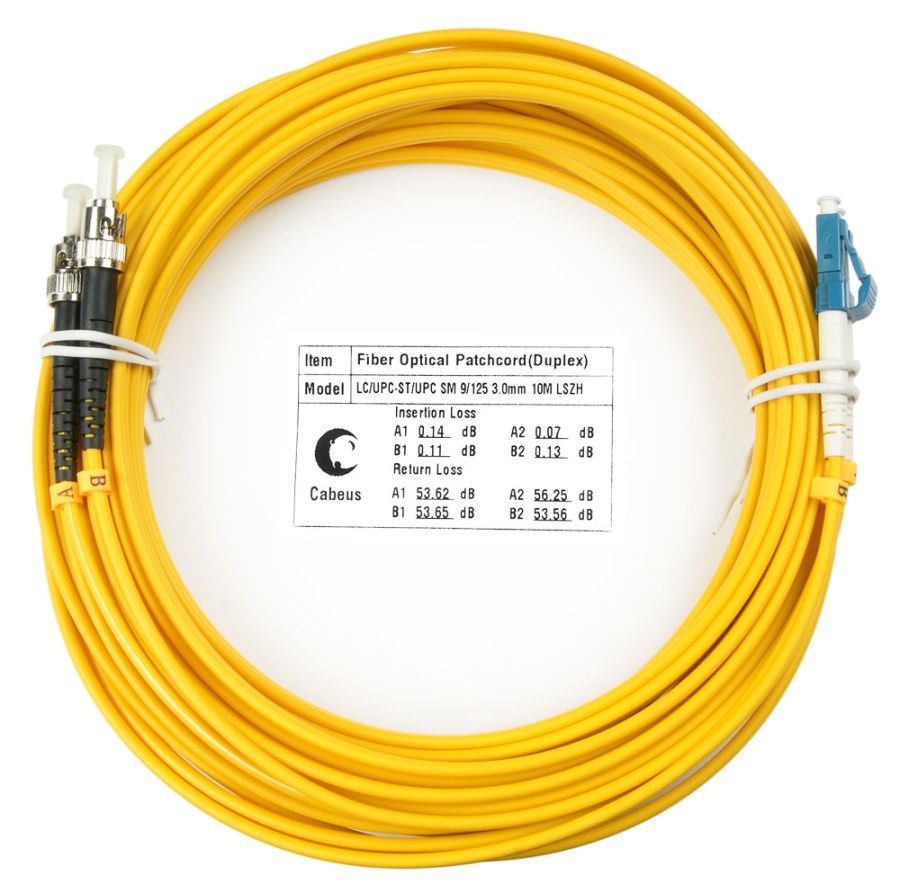 Cabeus FOP(d)-9-LC-ST-15m Шнур оптический duplex LC-ST 9/125 sm 15м LSZH