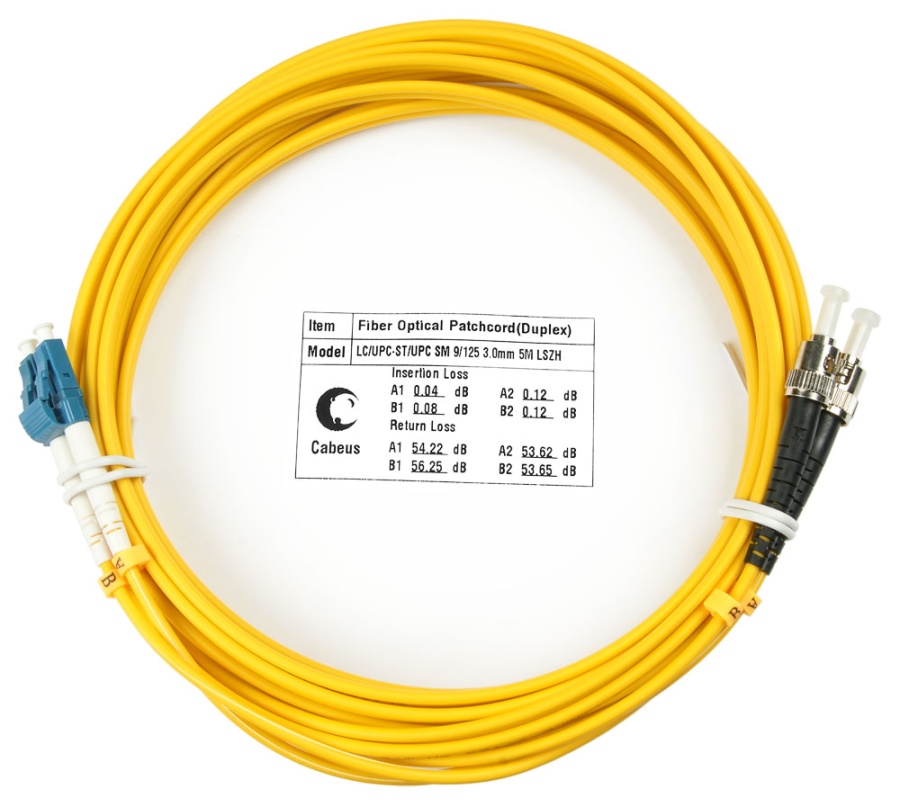 Cabeus FOP(d)-9-LC-ST-5m Шнур оптический duplex LC-ST 9/125 sm 5м LSZH