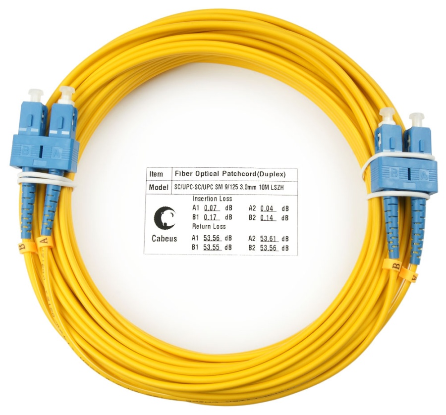 Cabeus FOP(d)-9-SC-SC-10m Шнур оптический duplex SC-SC 9/125 sm 10м LSZH