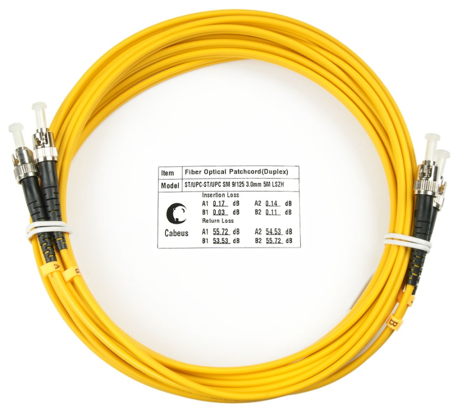 Cabeus FOP(d)-9-ST-ST-10m Шнур оптический duplex ST-ST 9/125 sm 10м LSZH