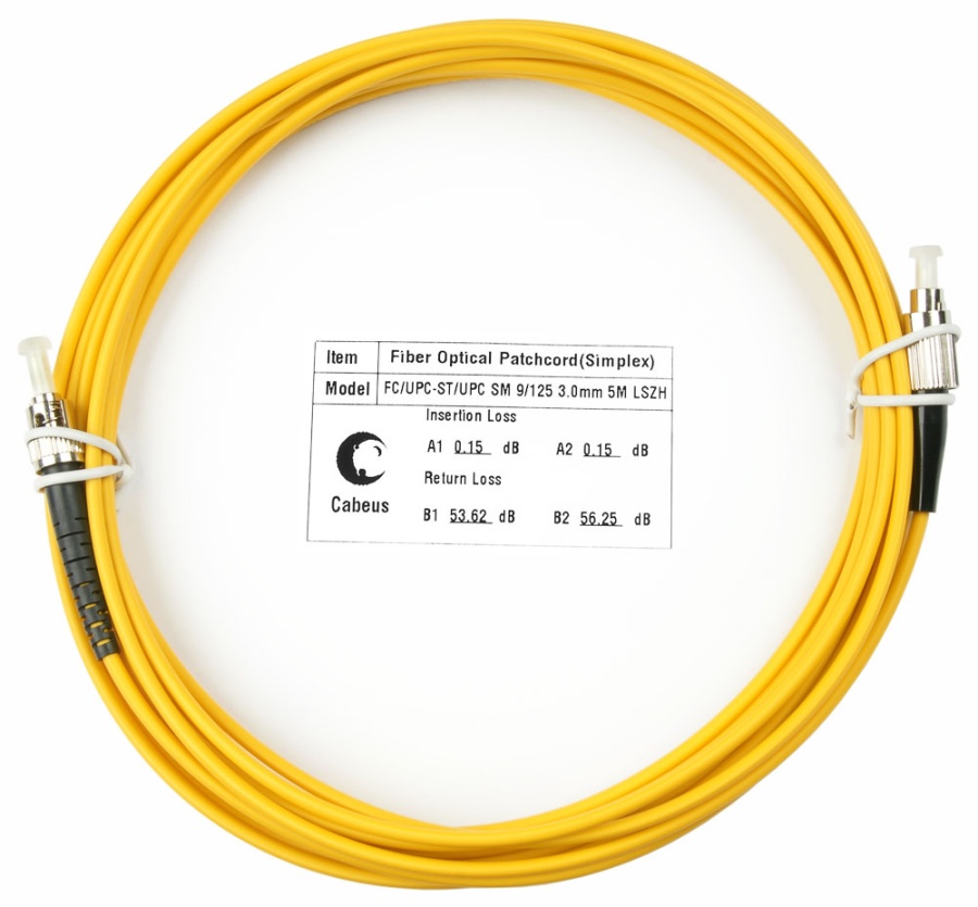 Cabeus FOP(s)-9-FC-ST-10m Шнур оптический simplex FC-ST 9/125 sm 10м LSZH