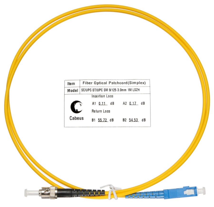 Cabeus FOP(s)-9-SC-ST-1m Шнур оптический simplex SC-ST 9/125 sm 1м LSZH