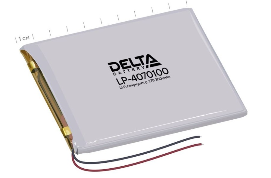 Литий-полимерный аккумулятор Delta LP-4070100 призматический с защитой от перезаряда 3.7 В / 3000 мАч