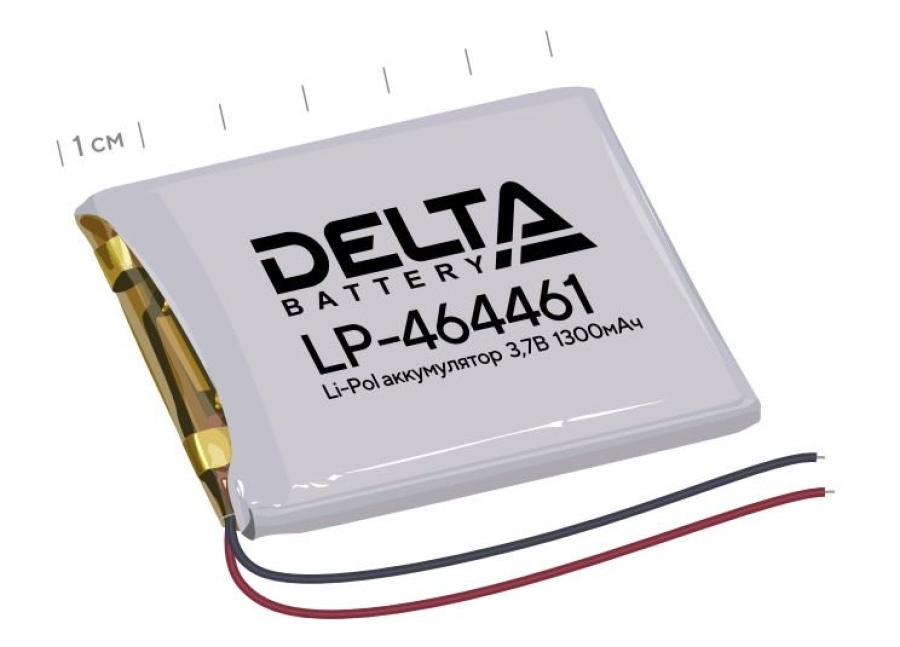 Литий-полимерный аккумулятор Delta LP-464461 призматический с защитой от перезаряда 3.7 В / 1300 мАч