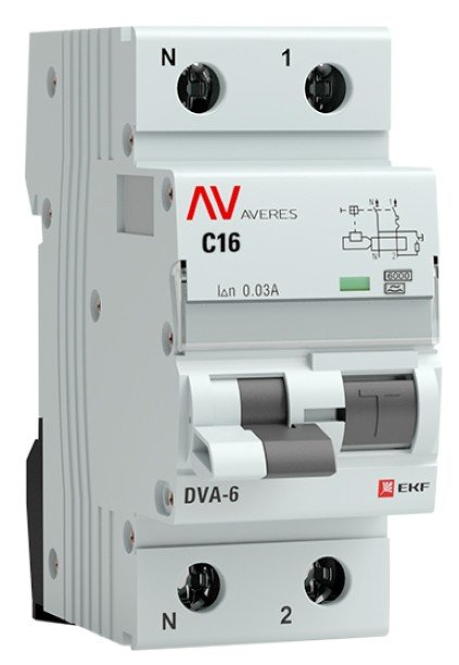 DVA-6 1P+N 16А (C) 30мА (A) 6кА AVERES (rcbo6-1pn-16C-30-a-av) - Автоматический выключатель дифференциального тока