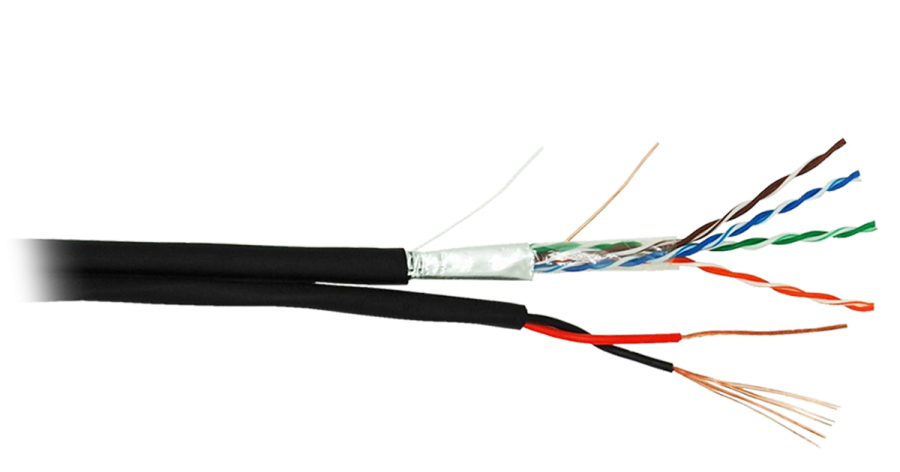 F/UTP 4pair, Cat5e, Out, PVC+PWR (EC-UF004-5E-PC050-PE-BK) - Кабель витая пара F/UTP Cat5e, внешний, PE, черный