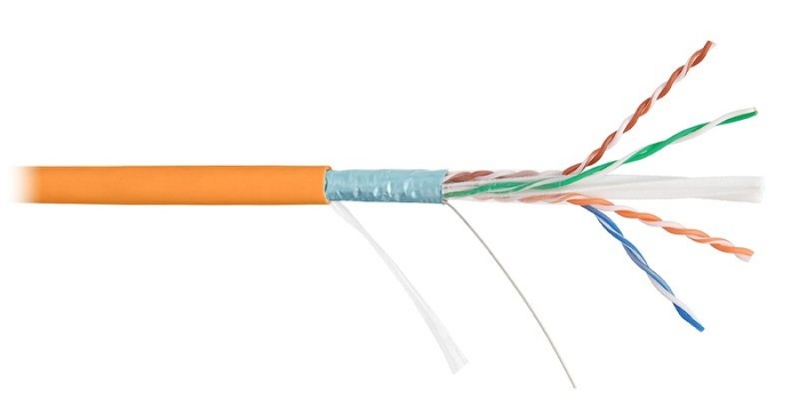 F/UTP 4pair, Cat5e, Solid, In, LSZH (4200C-VL): Кабель витая пара экранированный NIKOLAN F/UTP 4 пары, Кат. 5e, одножильный, медный, внутренний, LSZH, фиолетовый