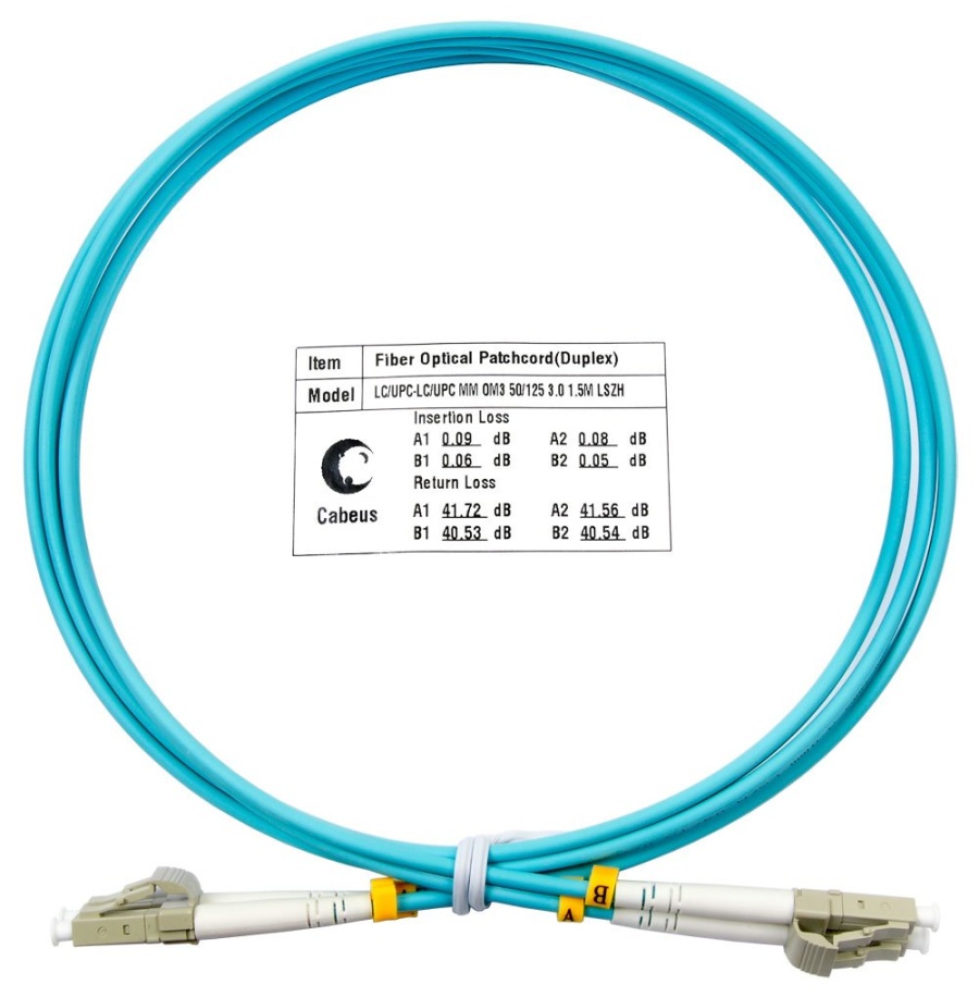 Патч-корд оптический FOP-50-LC-LC-1m (7336c) - Шнур оптический duplex LC-LC 50/125 mm OM3 1м LSZH