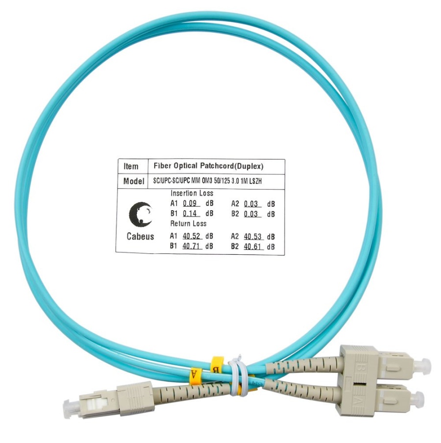 Патч-корд оптический FOP-50-SC-SC-1,5m (8487c) - Шнур оптический duplex SC-SC 50/125 mm OM3 1,5м LSZH