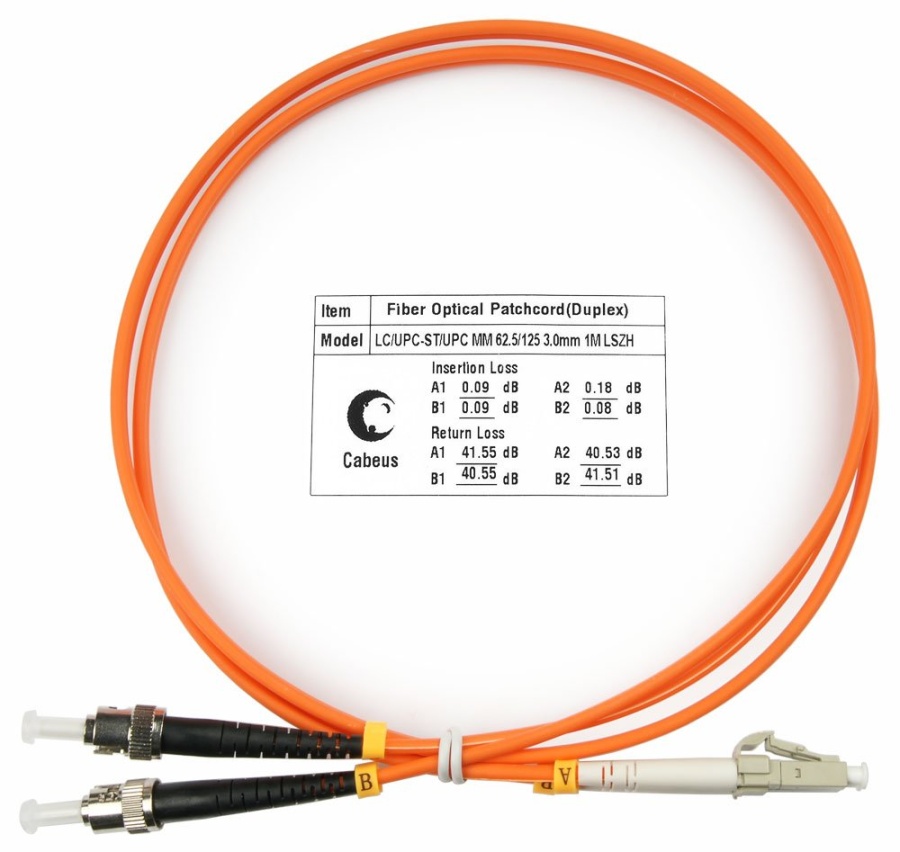 Патч-корд оптический FOP-62-LC-ST-15m (8427c) - Шнур оптический duplex LC-ST 62,5/125 mm 15м LSZH