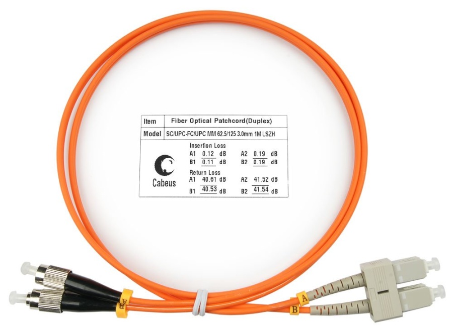 Патч-корд оптический FOP-62-SC-FC-10m (8433c) - Шнур оптический duplex SC-FC 62,5/125 mm 10м LSZH