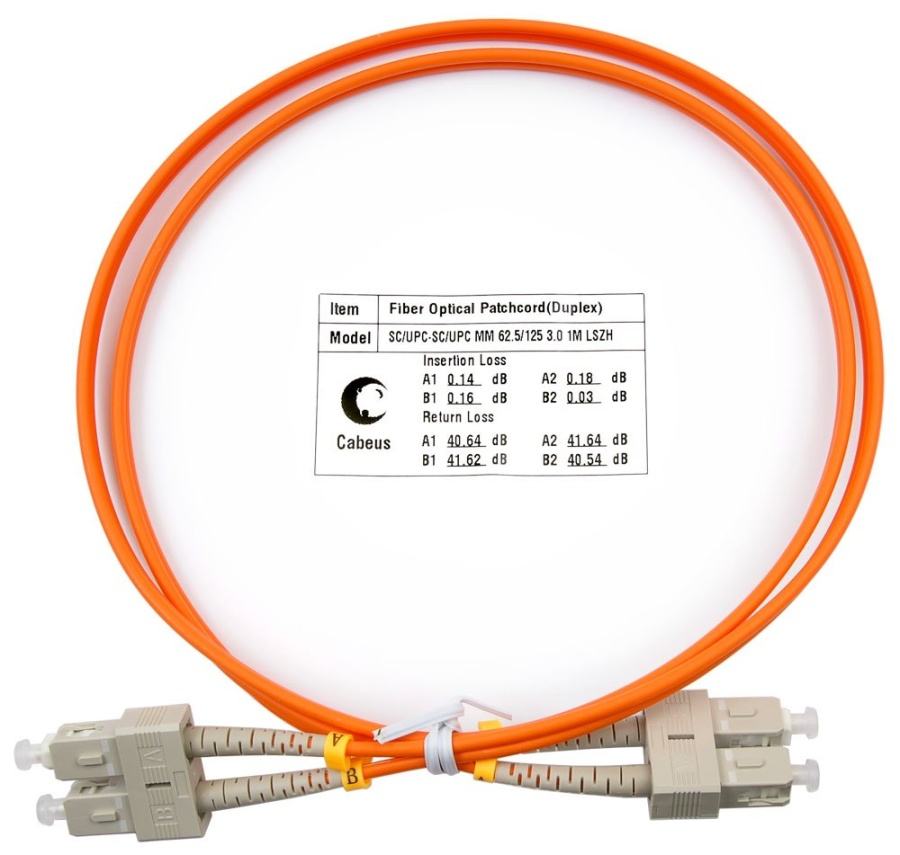 Патч-корд оптический FOP-62-SC-SC-10m (7623c) - Шнур оптический duplex SC-SC 62,5/125 mm 10м LSZH