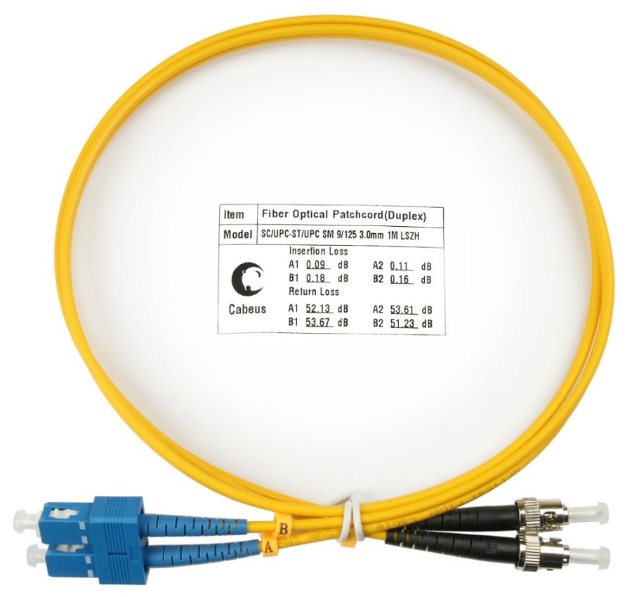 Патч-корд оптический FOP(d)-9-SC-ST-10m (8386c) - Шнур оптический duplex SC-ST 9/125 sm 10м LSZH