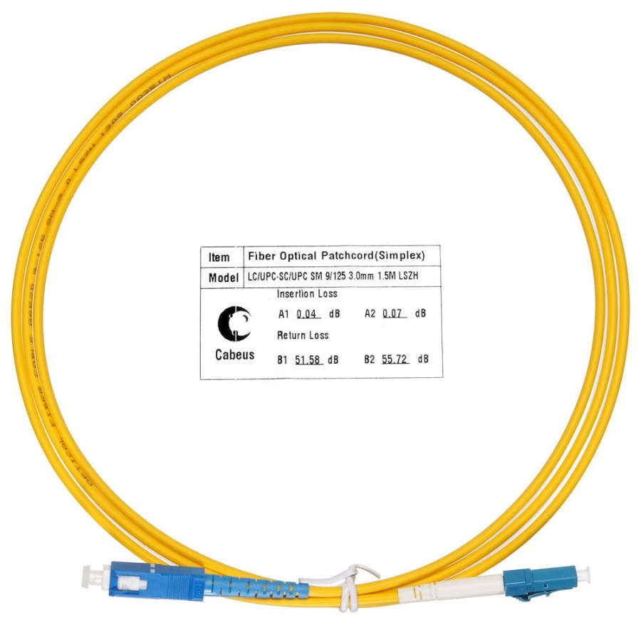 Патч-корд оптический FOP(s)-9-LC-SC-1,5m (7520c) - Шнур оптический simplex LC-SC 9/125 sm 1,5м LSZH