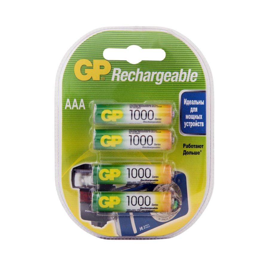 Перезаряжаемый Аккумулятор GP 100AAAHC AAA (GP 100AAAHC-2DECRC4), упак. 4 шт.