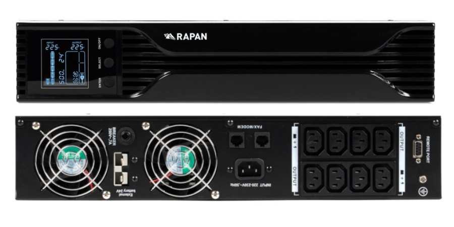 Источник питания UPS (220В) RAPAN-UPS 1000 RACK+2x9Ah (8958)