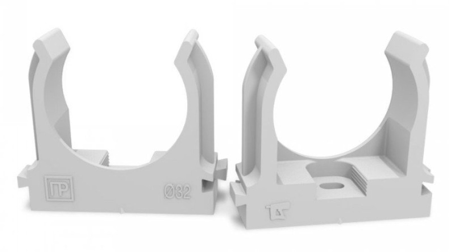 Крепеж-клипса для монтажного пистолета D32 серая (Промрукав) в п/э (25 шт) (PR13.0404) - Крепление для труб ПВХ