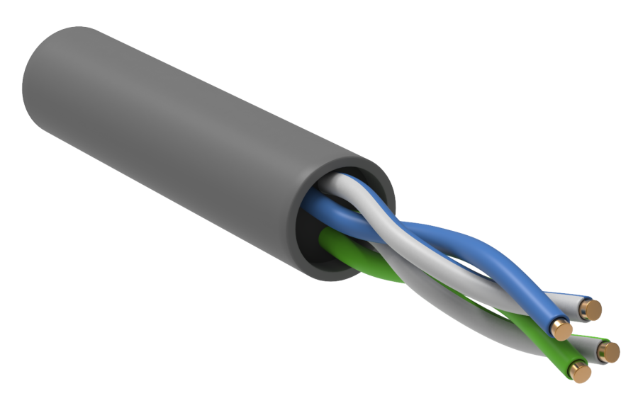 LC1-C5E02-121-R - Кабель витая пара U/UTP Cat5e 24AWG внутренний, одножильный, LSZH, серый