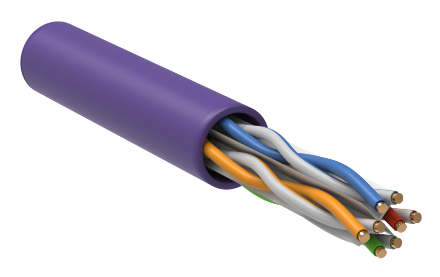 Кабель витая пара U/UTP, Кат. 6, 4х2х0.57мм, 23AWG, внутренний, одножильный, LSZH нг(A)-HF, внешний диаметр кабеля 7.5 мм (LC1-C604-126)