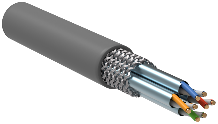 LC1-C6A04-611: Кабель витая пара S/FTP, Кат. 6а, экранированный, одножильный, PVC