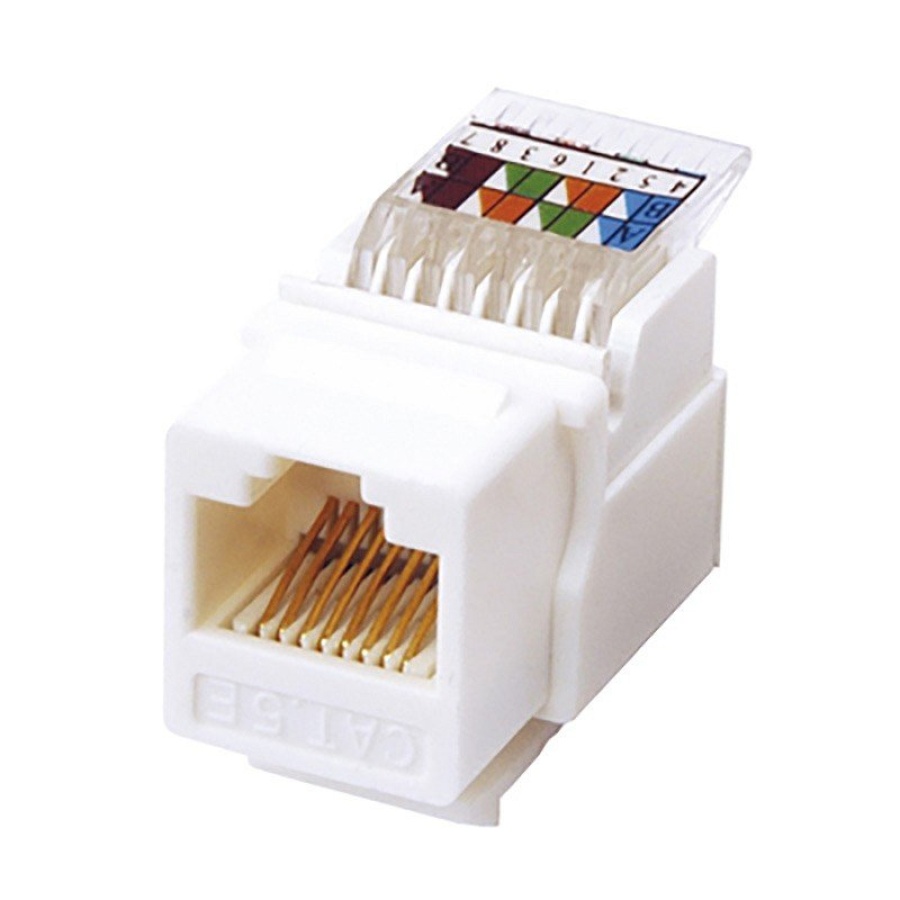 Модуль Keystone Jack Модуль Keystone Jack RJ-45(8P8C), UTP, CAT 5e, тип 180 градусов, самозажимной, белый REXANT (03-1012)