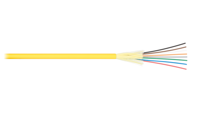 Кабель волоконно-оптический NKL-F-012S2I-00C-YL 12 волокон, одномодовый 9/125мкм, стандарта OS2, внутренний, распределительный, с плотным буфером, LSZH нг(A)-HFLTx, желтый