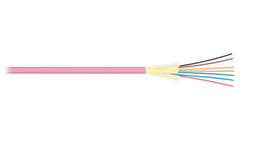 Кабель волоконно-оптический NKL-F-016M4I-00C-MG 16 волокон, многомодовый 50/125мкм, стандарта ОМ4, внутренний/внешний, распределительный, с плотным буфером, LSZH -40C нг(A)-HFLTx, маджента