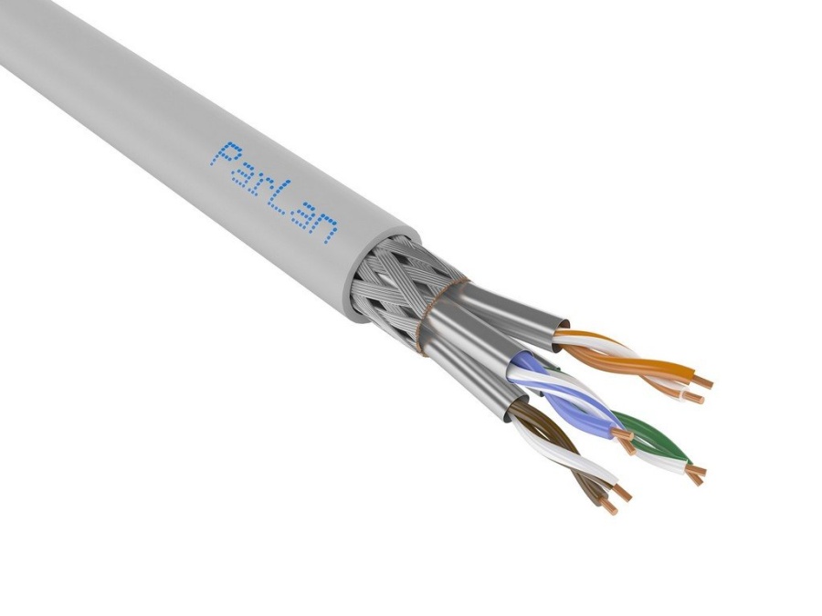 ParLan S/FTP Cat6A 4x2x0,57 PVC: Пары с медными жилами, изоляция из сплошного полиэтилена, с общим экраном, оранжевый