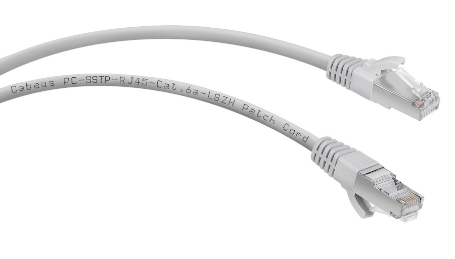 Патч-корд медный PC-SSTP-RJ45-Cat.6a-0.5m-LSZH (7900c) - Коммутационный шнур S/FTP, категория 6а (10G), 2xRJ45/8p8c, экранированный, серый, LSZH, 0.5м