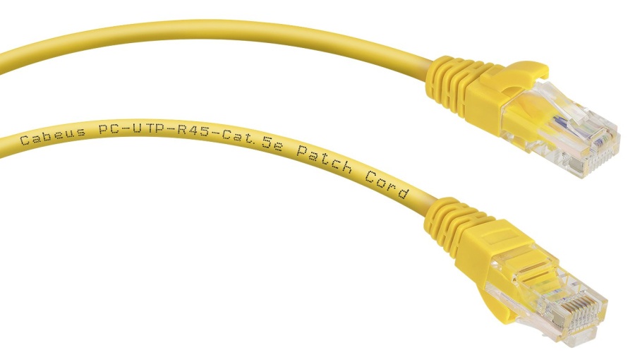 Патч-корд медный PC-UTP-RJ45-Cat.5e-0.15m-YL (8985c) - Коммутационный шнур U/UTP, категория 5е, 2xRJ45/8p8c, неэкранированный, желтый, PVC, 0.15м