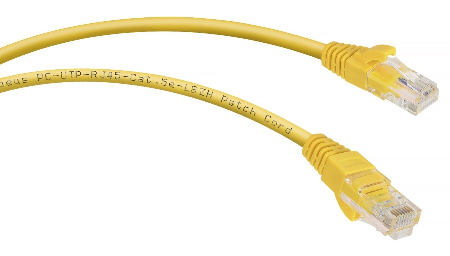 Патч-корд медный PC-UTP-RJ45-Cat.5e-0.15m-YL-LSZH (9494c) - Коммутационный шнур U/UTP, категория 5е, 2xRJ45/8p8c, неэкранированный, желтый, LSZH, 0.15м