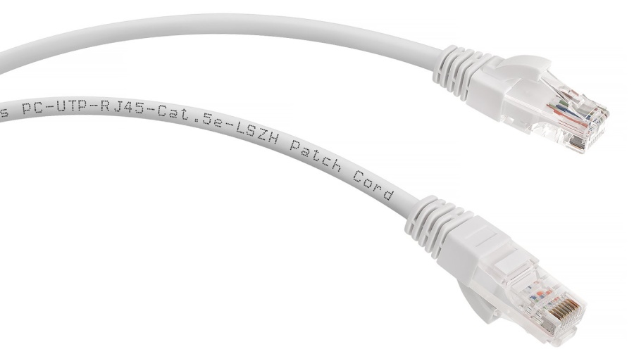 Патч-корд медный PC-UTP-RJ45-Cat.5e-0.3m-WH-LSZH (9487c) - Коммутационный шнур U/UTP, категория 5е, 2xRJ45/8p8c, неэкранированный, белый, LSZH, 0.3м