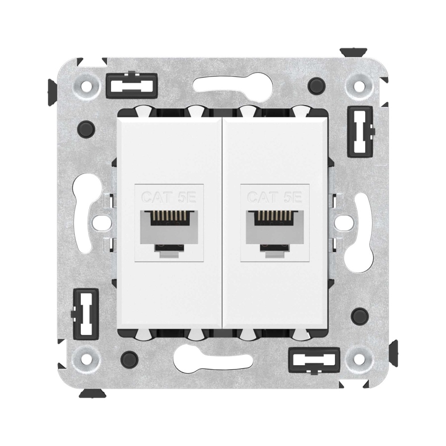 Розетка Розетка RJ-45 в стену, кат.5E, Avanti, двойная, белое облако (4400664)