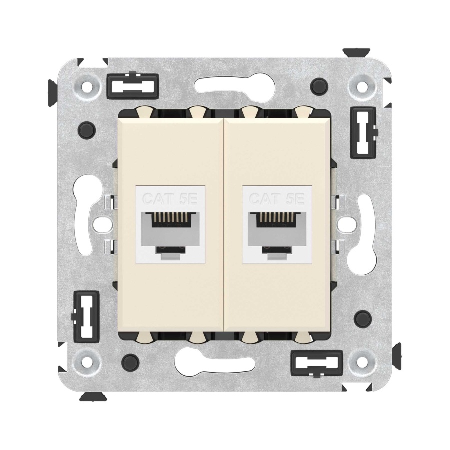 Розетка Розетка RJ-45 в стену, кат.5E, Avanti, двойная, ванильная дымка (4405664)