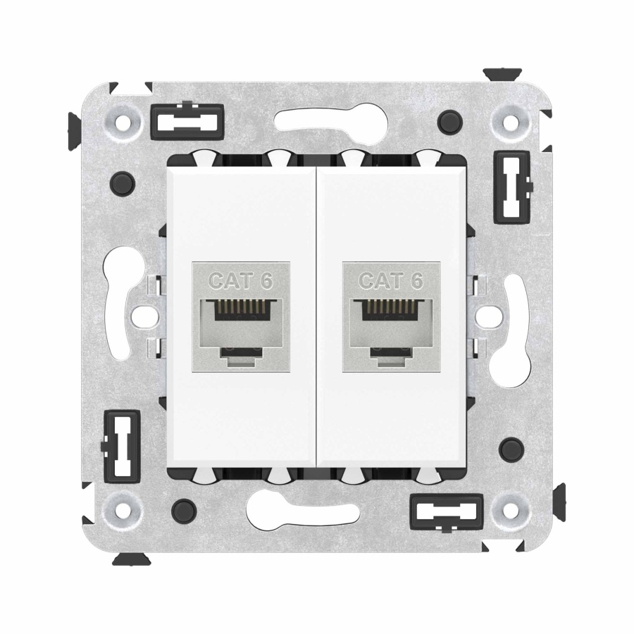 Розетка Розетка RJ-45 в стену, кат.6E, Avanti, двойная, белое облако (4400794)