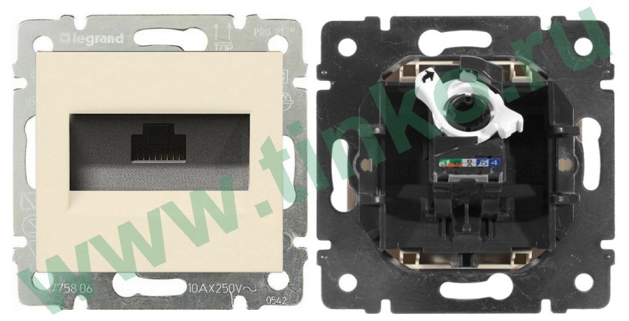 Розетка Valena 1xRJ45 Cat.6, слоновая кость (774146) - Розетка