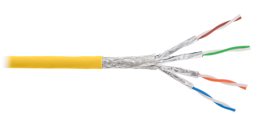 S/FTP, 4pair, Cat7a, Solid, In, LSZH (4375C-YL) - Кабель медный S/FTP, cat 7а, 4х2х0.58, для внутренней прокладки, LSZH, желтый