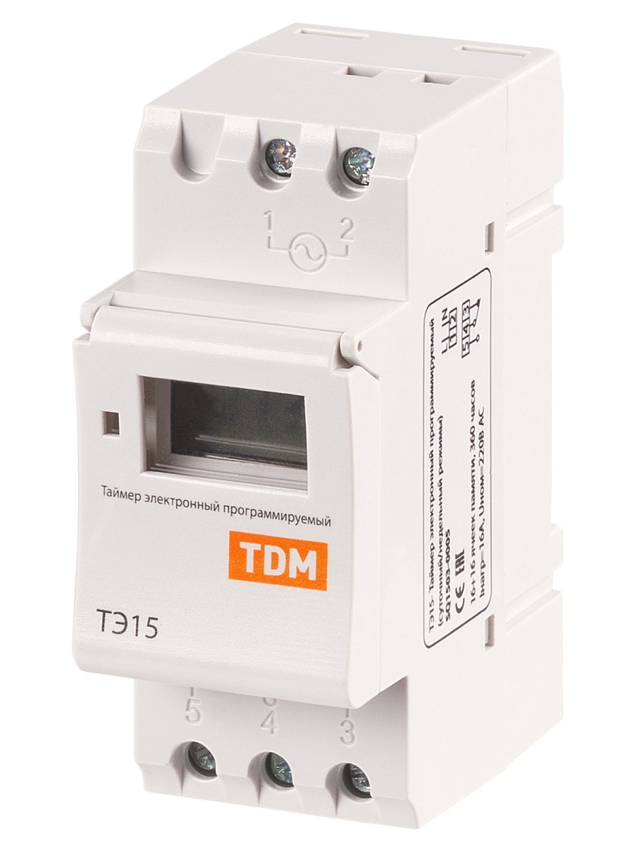 Таймер ТЭ15-1мин/7дн-16on/off-16А-DIN TDM (SQ1503-0005)