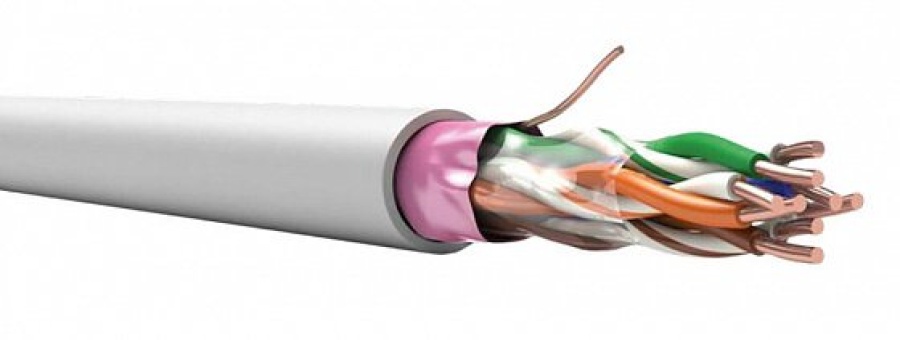 TechnoLAN F/UTP Cat 5e PVC 4х2х0,52 - Симметричный Кабель с Однопроволочной Медной Жилой и Экраном из Алюмолавсановой Ленты, Серого Цвета