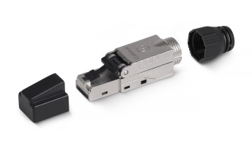 Cabeus 8P8C-SH-C6+ -TWP Коннектор с фиксатором кабеля и колпачком RJ-45(8P8C) под витую пару, категория до 6a, экранированный, для одножильного кабеля, для толстых жил 1.35-1.5 мм(с оболочкой), со вставкой