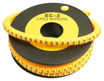 EC-2-6 (7427c) (500 шт) - Маркер для кабеля д.7.4мм, цифра 6