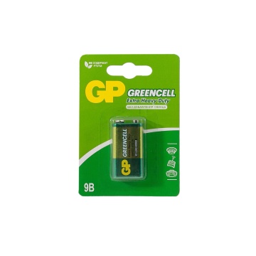 GP GreenCell 9V Крона (GP 1604GLF-2CR1), БЛИСТЕР - Солевая батарейка